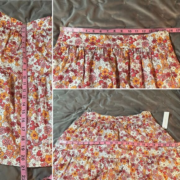 Modcloth Dolls On Parade Tiered Skirt Casusl Cotton Aline Mini Pink Orange L NWT - Picture 10 of 11